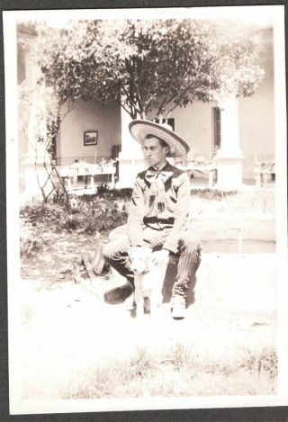 Vintage 1934 Photograph 1930s Wire Hair Fox Terrier Dog Posing Old Mexico Photo