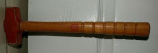 Vintage Mac Tool Brass Hammer 1.  28lb Wooden Handle 12.  5in.  /head 1.  5 X 3.  5 " Apprx