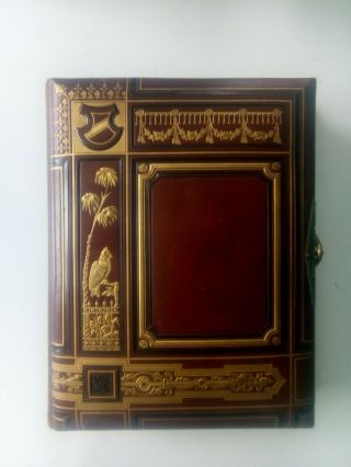Vintage Old Empty Cdv Photo Album With Floral Themed Pages 30x20x6cm