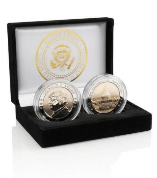 President Donald J Trump 24k Gold Inauguration Coin Set Plus Bonus