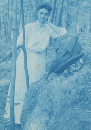 1906 Cyanotype Real Photo Pc From Anna To Maude Bittle Rainy Day In The Woods