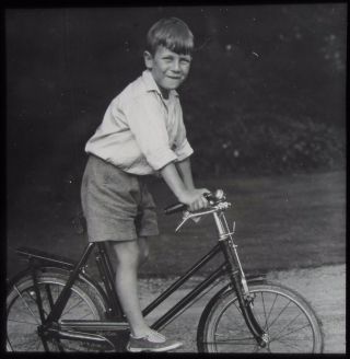 Glass Magic Lantern Slide Young Boy On Bicycle C1930 Photo