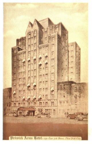 Pickwick Arms Hotel,  York City Ny Vintage Pre - Linen