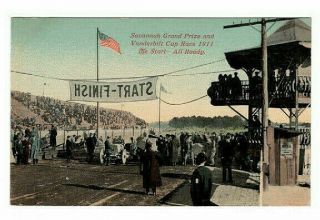 Savannah,  Ga The Start Ready 1911 Grand Prize & Vanderbilt Cup Auto Race Postcard