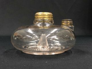 C.  1880 - 1900’s Clear Glass No.  2 Size Hanging Bracket Peg Font Oil Lamp Base Nr Ex