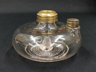 c.  1880 - 1900’s Clear Glass No.  2 size Hanging Bracket Peg Font Oil Lamp Base NR EX 2