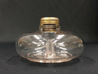 c.  1880 - 1900’s Clear Glass No.  2 size Hanging Bracket Peg Font Oil Lamp Base NR EX 3