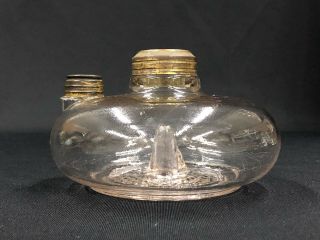 c.  1880 - 1900’s Clear Glass No.  2 size Hanging Bracket Peg Font Oil Lamp Base NR EX 4