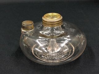 c.  1880 - 1900’s Clear Glass No.  2 size Hanging Bracket Peg Font Oil Lamp Base NR EX 5