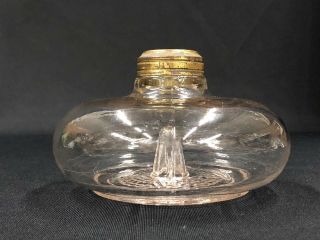 c.  1880 - 1900’s Clear Glass No.  2 size Hanging Bracket Peg Font Oil Lamp Base NR EX 6