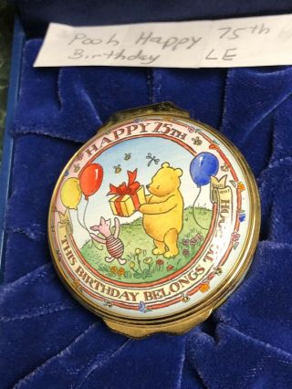Rare Halcyon Days 75th Birthday 26 Of 250 Winnie The Pooh Enamel Box