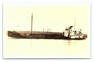 Vintage Postcard Rppc Great Lakes Oil Tanker Ship Justine C.  Allen H12
