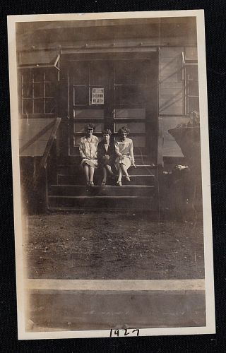 Antique Vintage Photograph Three Women Sitting On Porch Steps
