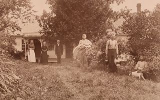 1880’s CABINET CARD PHOTO Named Barnett Family Dog Farmhouse Ashland County Ohio 2