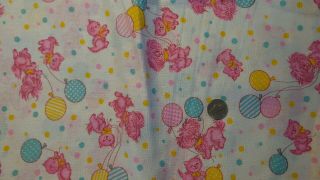 Vintage Cotton Seersucker Fabric Juvenile Bright Pink Animals,  Dots 1 Yd/38 "