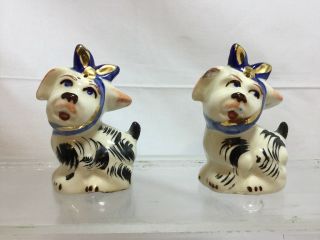 Vintage Shawnee Muggsy Small Salt & Pepper Shakers With Gold Trim From 1946 Cl