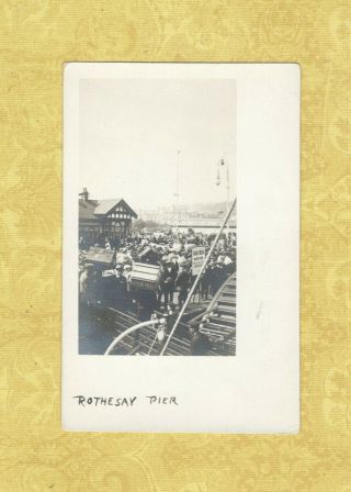X Scotland Rothesay 1908 - 29 Rare Rppc Real Photo Postcard Crowds At Pier
