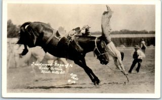 1930s South Dakota Rppc Photo Postcard " Deadwood Days Of 76 Rodeo " Bell Photo