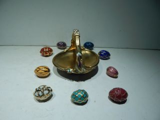 THE FRANKLIN HOUSE OF FABERGE SPRING EGG BASKET WITH 9 EGGS 3