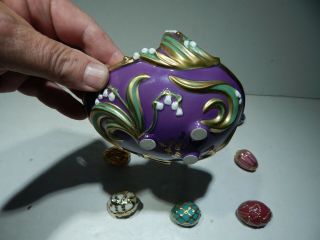 THE FRANKLIN HOUSE OF FABERGE SPRING EGG BASKET WITH 9 EGGS 7