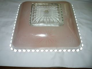 Vintage Pink Glass Ceiling Light Shade - Decor 1930 ' s - - 11x11 3