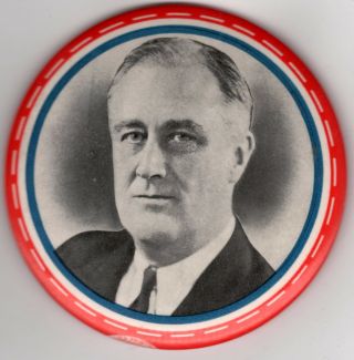 Large Photo Franklin D.  Roosevelt Pin Fdr Pinback Large 3.  5 " Size