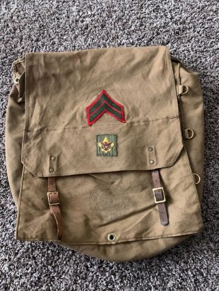 Vintage Boy Scouts Of America National Council 574 Tan Haversack Camp Bag Patch