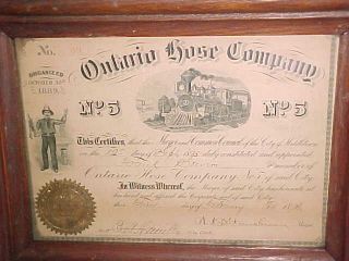1895 Fireman Ontario Hose Co No 5 Middletown York Orig Member Certificate 69