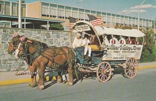 Lancaster Pa Willow Valley Farms Advertising Postcard Conestoga Wagon Horse Team