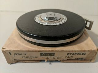 Vintage The Lufkin Rule Company Chrome Clad Steel Tape Measure 100 Ft C256 Nib