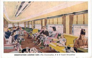 Cincinnatian B & O Railroad Streamliner Observation Car 1947 Transportation
