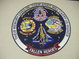 Official Nasa Space Program Fallen Heroes Patch Set Apollo 1 - Challenger 12in