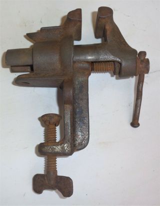 Antique Vintage H&b Mini Small Bench Vise Jeweler Gunsmith Patent Jun 1885