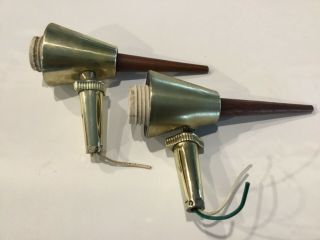 Vintage Tension Pole Light Parts - Brass & Wood Light Socket Side - A - Lite