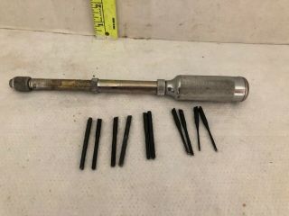 Vintage Stanley Yankee Push Drill W/ 10 Bits Points No.  41y