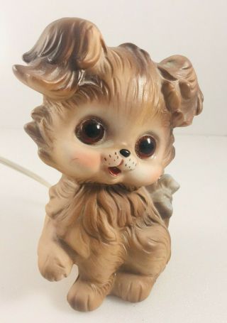 Vintage Ceramic Cute Puppy Dog Lamp Night Light Josef Originals 1950 