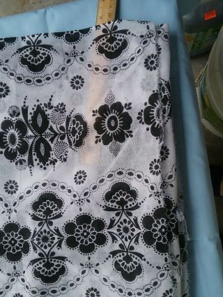 Vintage 70s Or 80s Black And White Synthetic Voile Fabric 2.  9 Yards Semi Sheer