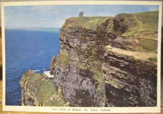 Irish Postcard Cliffs Of Moher Ledge Clare Ireland Atlantic Ocean Cardall 303