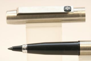 Vintage (c1970) Parker 25 Ridge Top Fibre - Tip Pen,  Stainless Steel & Black Trim