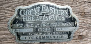 Great Eastern Fire Apparatus Name Plate Old Stock 3
