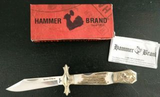 Hammer Brand Hb1smst Folding Horse Bowie Lockback Knife