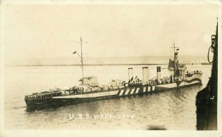1920s Us Navy Military Ship Rppc Photo Postcard Uss Warington 5321