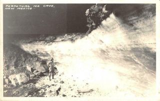 Rppc Perpetual Ice Cave,  Mexico Boy Scout? Grants? C1940s Vintage Postcard
