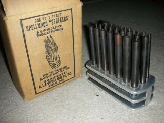 Spellman Spellmaco Spotters Transfer Punches 28 Pc No.  3 - 17 Set W/original Box
