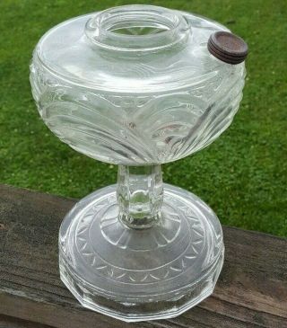 Antique Clear Glass Pattern Kerosene Oil Lamp Base 9 " Tall