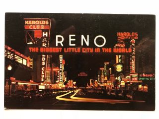 Postcard Reno Nv - Harolds Club - Biggest Little City In The World
