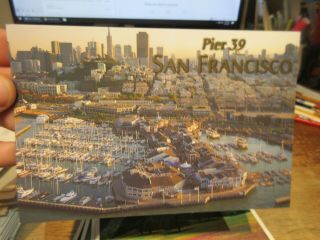 Vintage Old Postcard California San Francisco Pier 39 Downtown Skyline Boats Sf