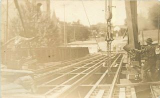 Bridge Construction C - 1910 Occupational Workers Rppc Photo Postcard 5471