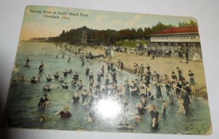 Vintage Bathing Scene Euclid Beach Park Cleveland Ohio Postcard