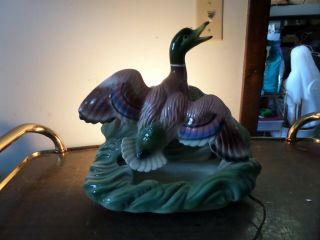 Vintage Maddux of California Pottery Duck In Flight Planter TV - Table Lamp 2